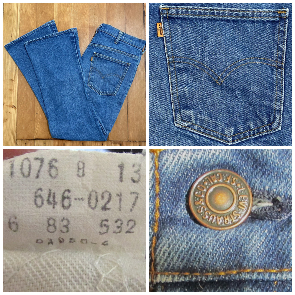 Vtg 70's Levi's 646 Orange Tab Flare Jeans Tag 33x31 Act 32x30 Med.Blue USA NICE